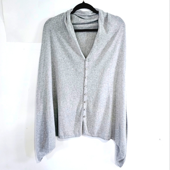Hannah Rose Cotton Cashmere Blend Hi-Low Poncho Cardigan Sweater Women's OS - Picture 1 of 5